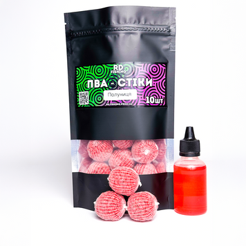Готові ПВА - Стіки Полуниця - 10 шт + Ліквід 50мл pva-stiky-10-strawberry фото